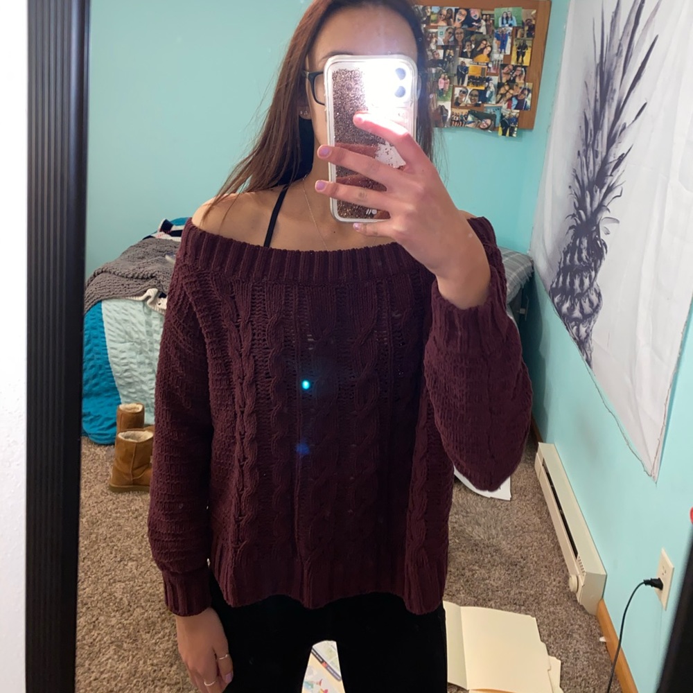 american eagle plush off the shoulder sweater